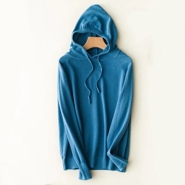 Spring and autumn hooded sweater women pullover Denim Blue - Shop at LoveMi
