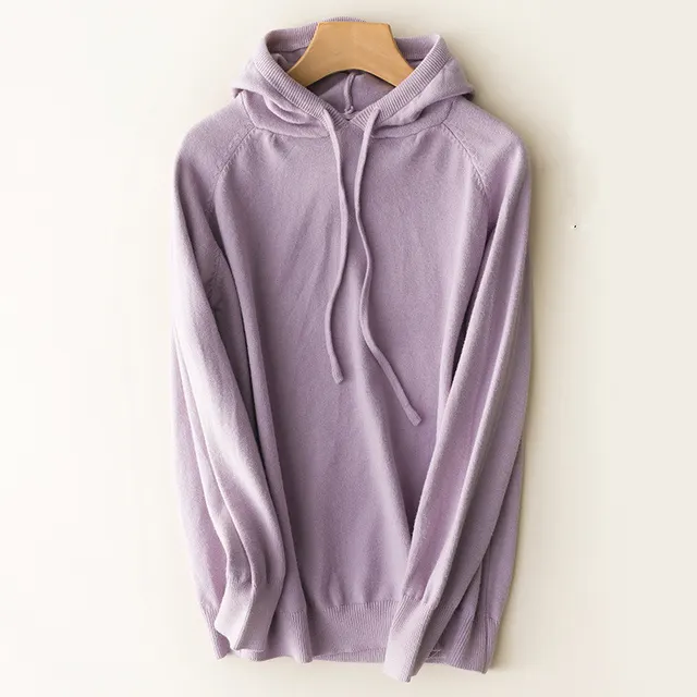 Spring and autumn hooded sweater women pullover Light Purple - Shop at LoveMi