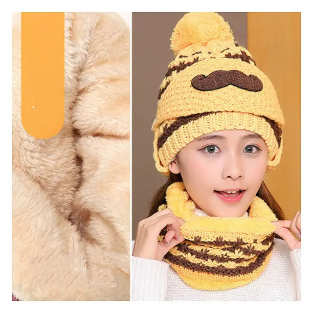 Warm velvet padded cute scarf set Adult Models - Shop at LoveMi