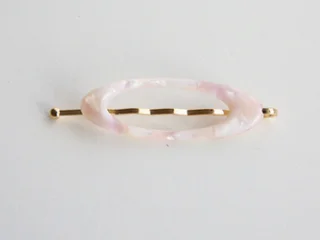 South Korea's Dongdaemun direct delivery Personality minimalist small and versatile leopard pattern side clips Hairpin word clip - Elliptical Pink