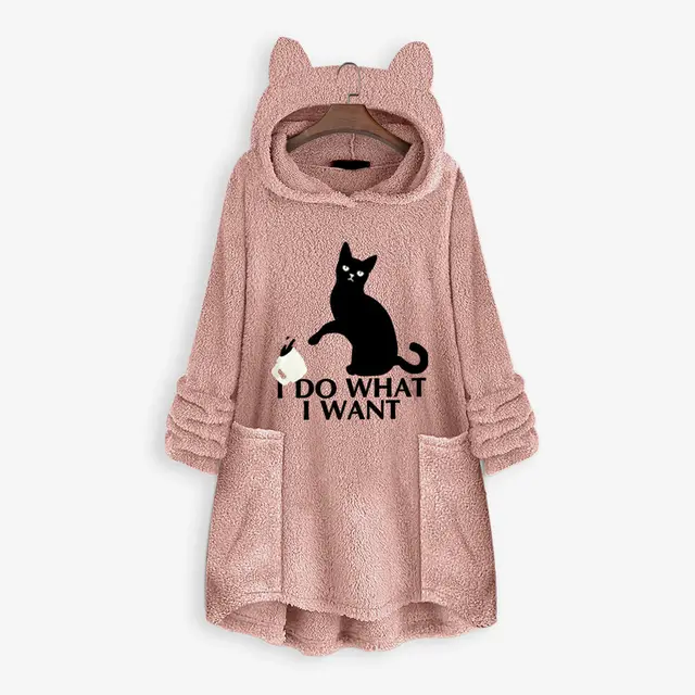 Cat hooded hoodie Pink - Shop at LoveMi