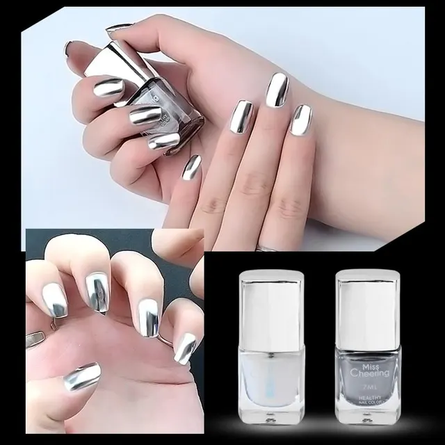 Mirror Silver Nail Polish Base Coat Manicure Nail Treament Suit - Shop at LoveMi