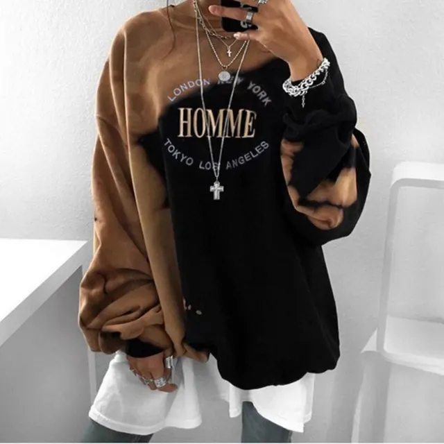 Tie dye printed long sleeves Black - Shop at LoveMi