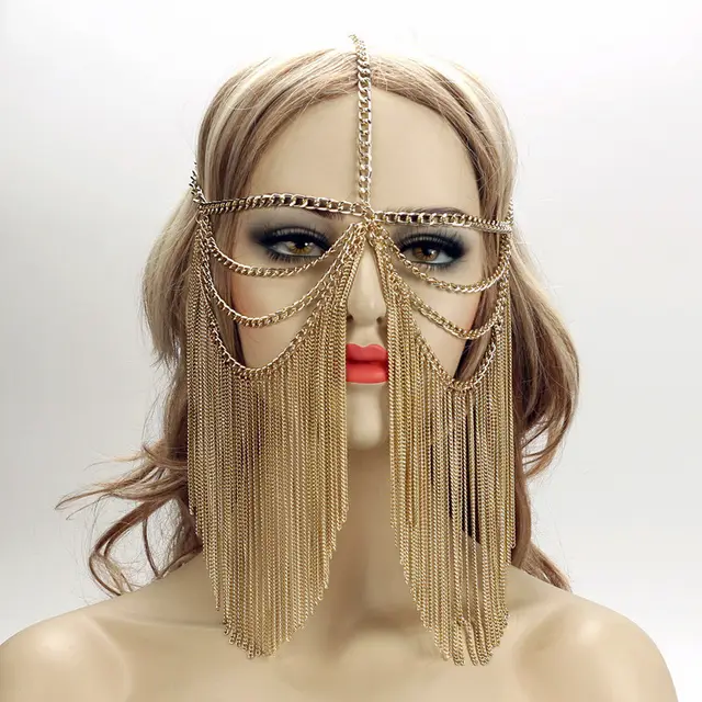 Fringed headdress hair accessories Gold - Shop at LoveMi