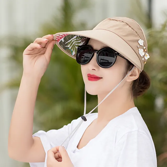 Summer sunshade nail pearl empty top hat Khaki - Shop at LoveMi