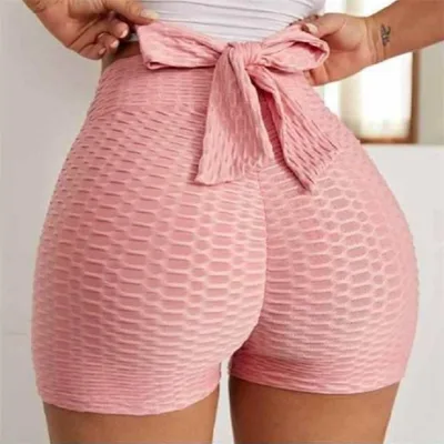Bow Shorties Scrunch Booty Shorts Pinkl - Shop at LoveMi