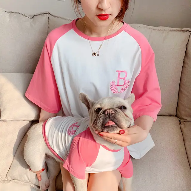 Dog clothing short sleeve parent child clothing Pink - Shop at LoveMi