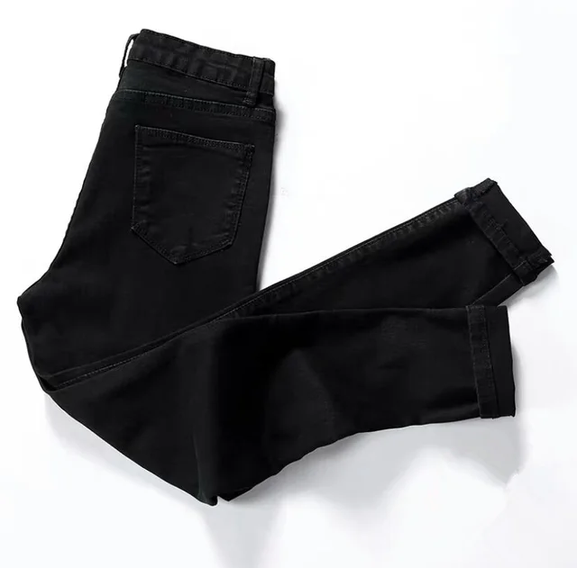 Women's Stretch High Waist Thickened Warm And Velvet Jeans Regular Black - Shop at LoveMi
