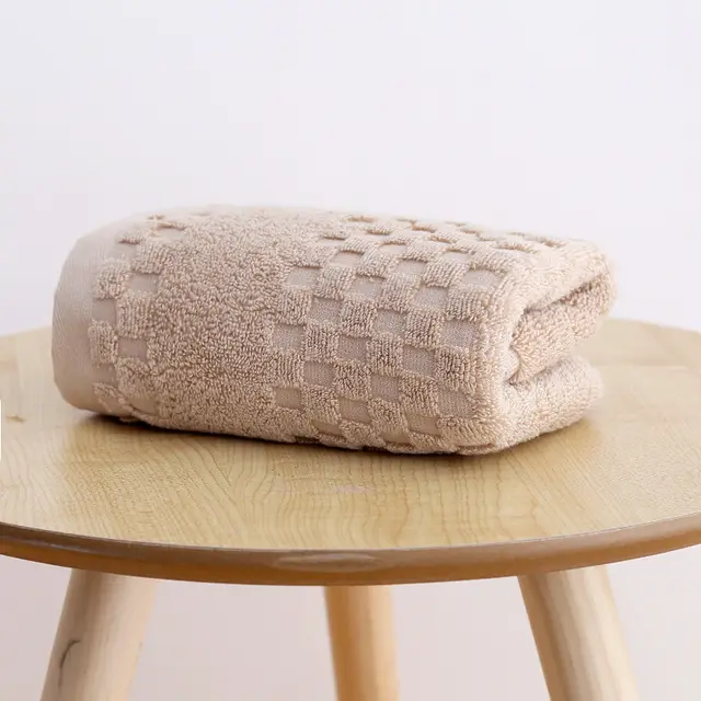 Thickened Absorbent Soft Cotton Face Towel Double Check Khaki - Shop at LoveMi
