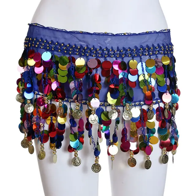 Belly Dancer Sequined Coin Belt Blue - Shop at LoveMi