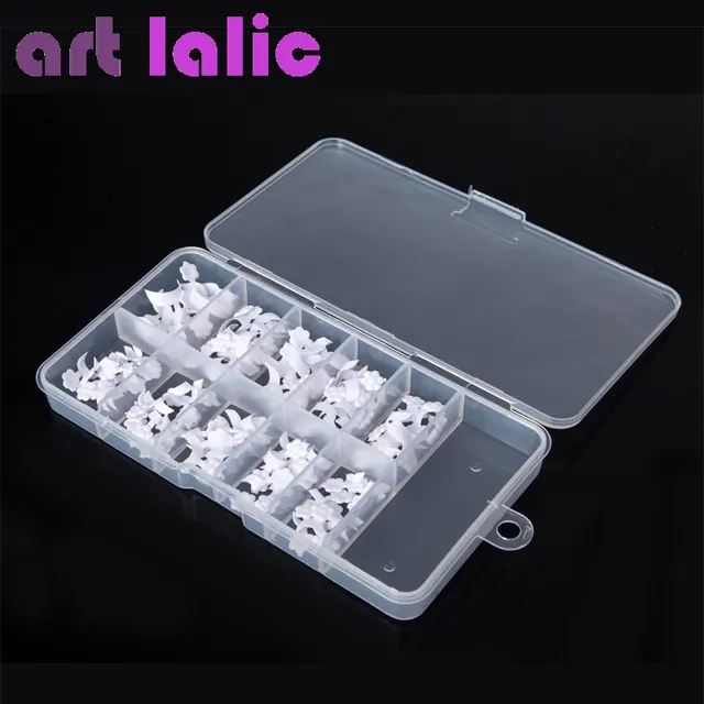 Artlalic 10 Sizes False Pre Design White French UV Gel Acrylic Nail Art Tips Makeup Tools White - Shop at LoveMi