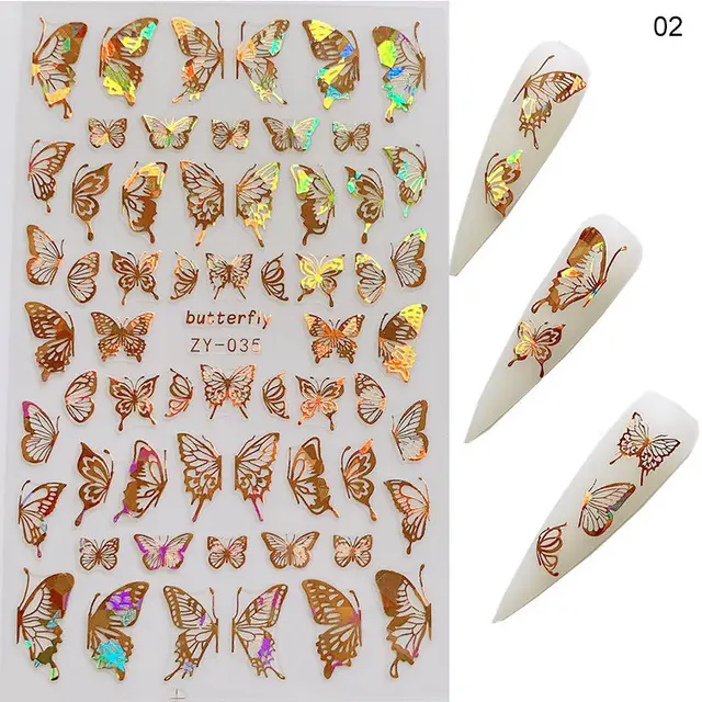 Simulation thin Butterfly Laser Nail Stickers 02 Style - Shop at LoveMi