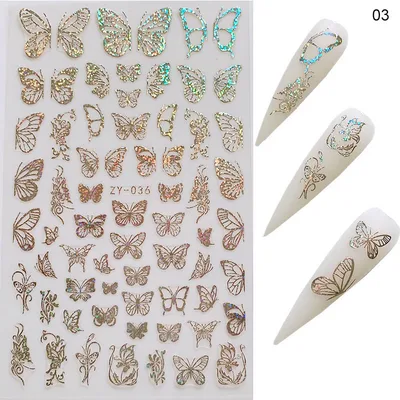 Simulation thin Butterfly Laser Nail Stickers 03 Style - Shop at LoveMi