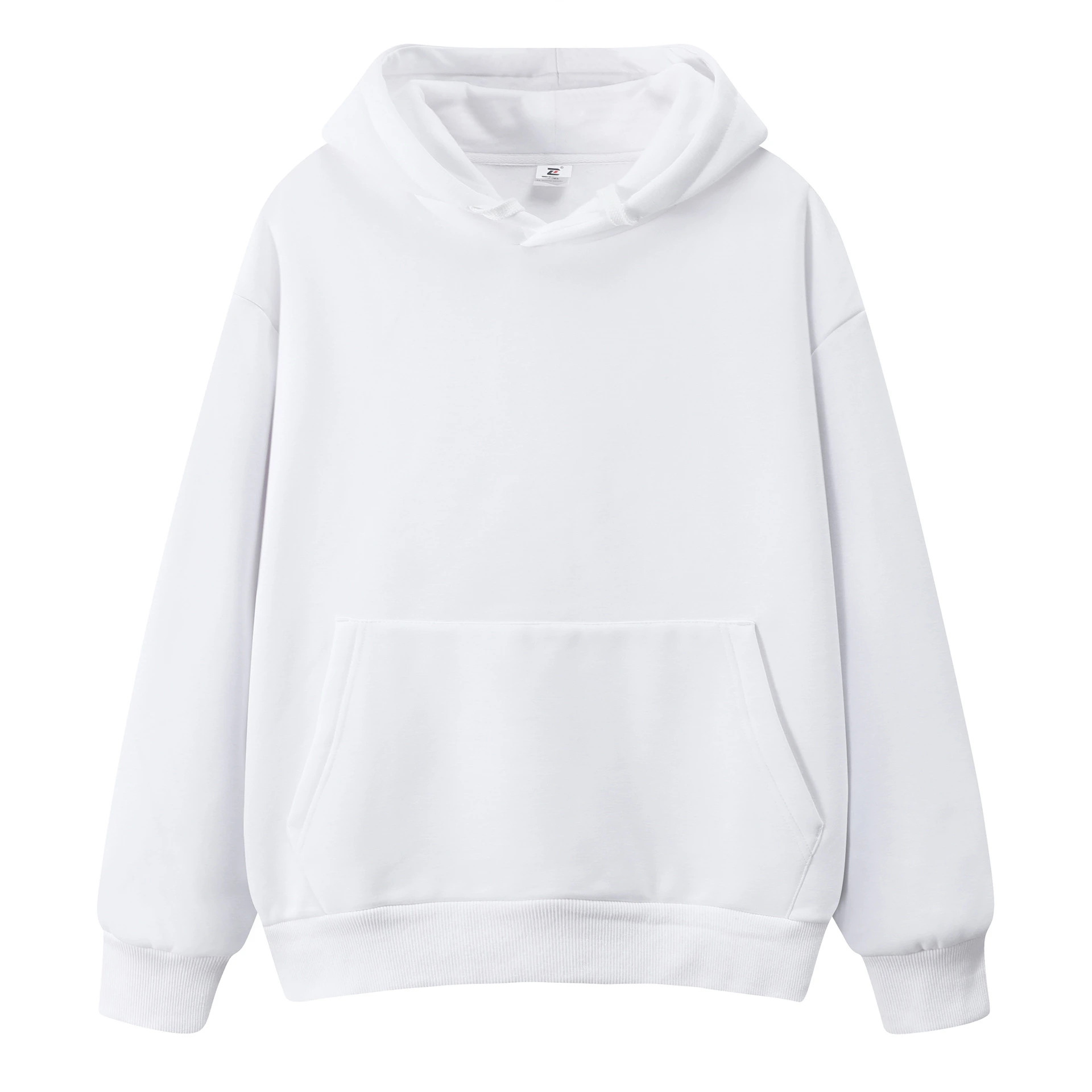 Men's Plush Thick Hoodie Pullover Sweater - White