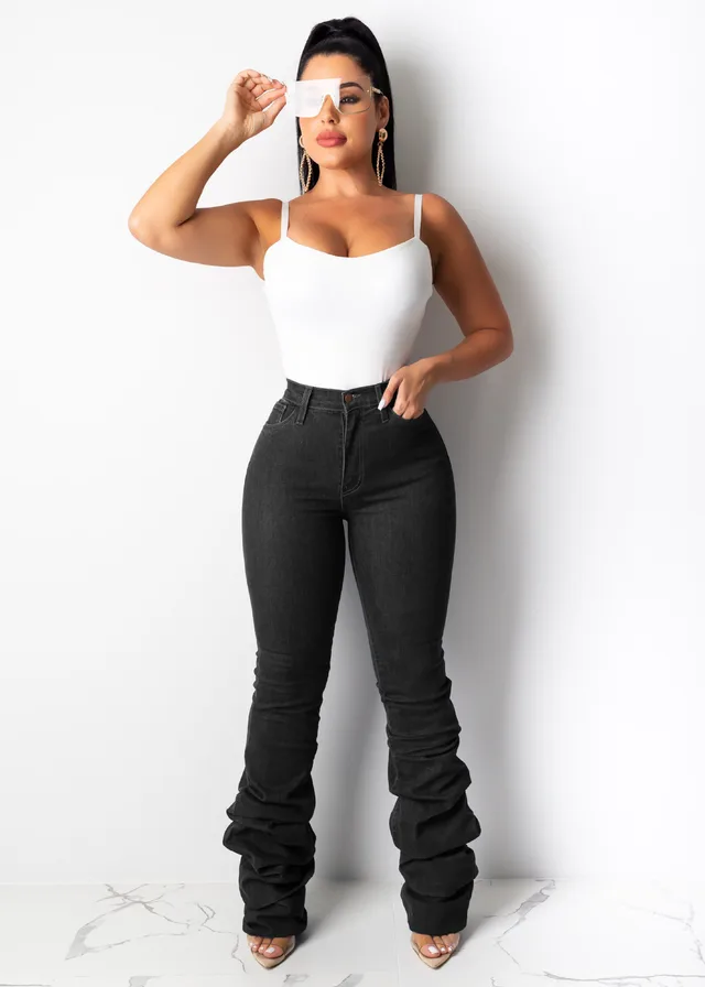 Classic pile of denim trousers Black - Shop at LoveMi