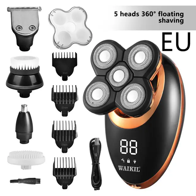5in1 Powerful electric shaver USB rechargeable 5In1 Gold Eu Plug - Shop at LoveMi