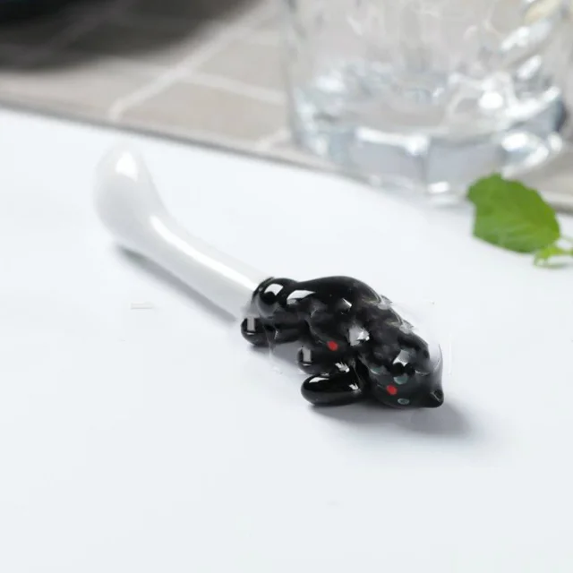 Ceramic Cat Animal Spoon Hangable Spoon Cartoon Animal Hanging Spoon Black - Shop at LoveMi