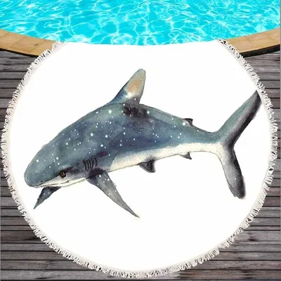 Marine Life Round Printed Beach Towel 011 180Cm - Shop at LoveMi