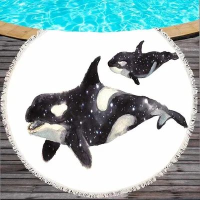 Marine Life Round Printed Beach Towel 07 180Cm - Shop at LoveMi