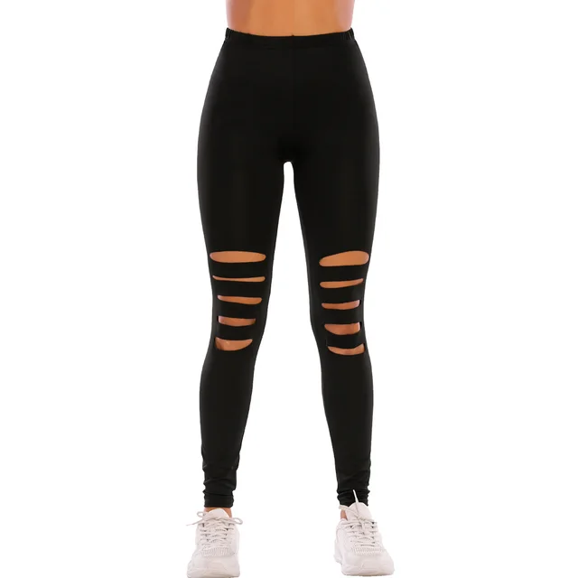 Leopards printed tight ripped leggings Black - Shop at LoveMi