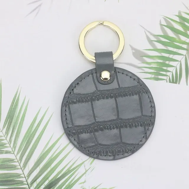 Cute Female Leather Simple Pendant Keychain Dark Grey - Shop at LoveMi