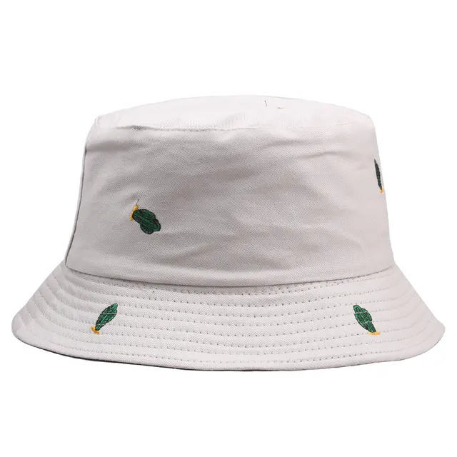 Cactus embroidery fisherman hat White - Shop at LoveMi
