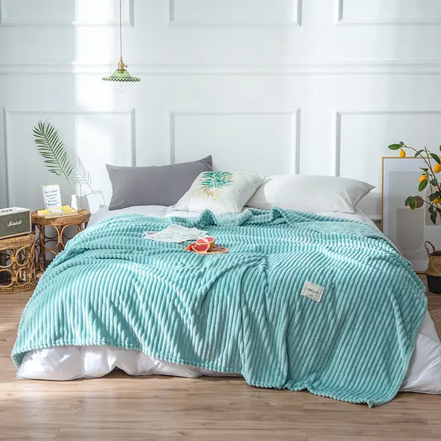 Flannel sheets Solid blanket Blue - Shop at LoveMi