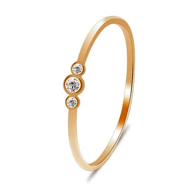 Three diamond copper zircon joint rings Gold - Shop at LoveMi