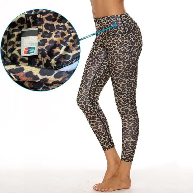 High waist hip lifting fitness basic yoga pants Leopard Print Multi - Shop at LoveMi