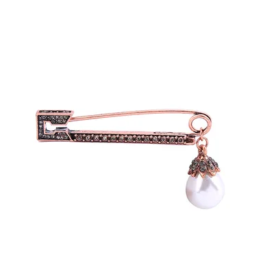 Pearl and Diamond Alloy Brooch Rose Gold - Shop at LoveMi