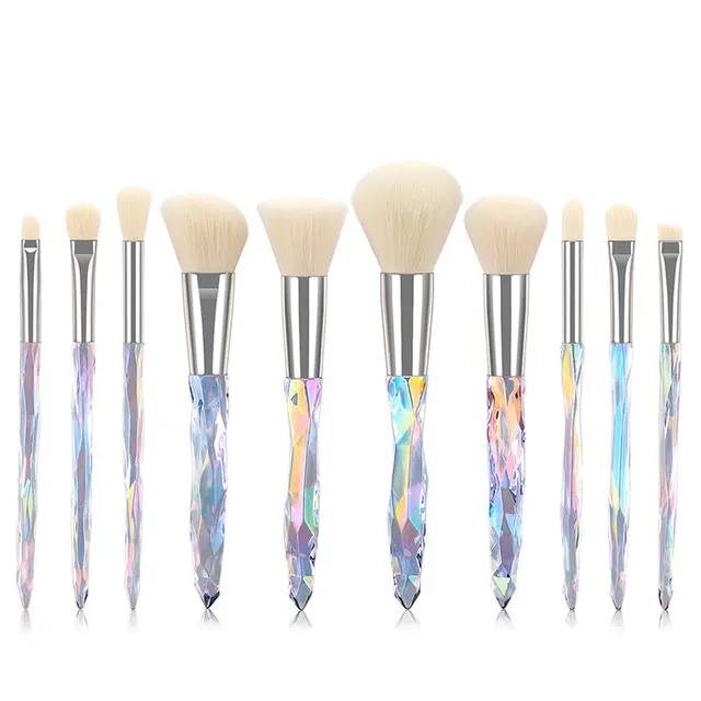 10 Crystal makeup brushes with diamond handle White - Shop at LoveMi