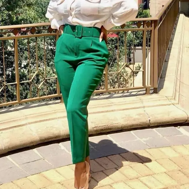 Sexy plus size high waist wearing trousers Green - Shop at LoveMi