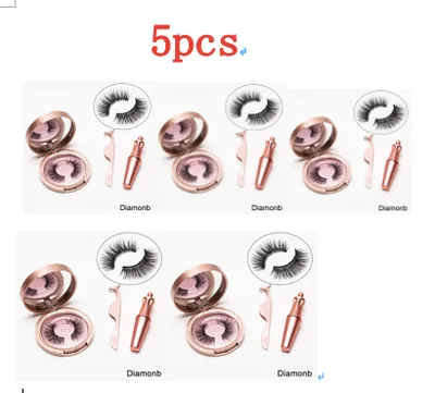 Natural Long Lasting Magnetic Liquid Eyeliner & Magnetic False Eyelashes & Tweezer Set Make up Set Diamond 5 5Pcs - Shop at LoveMi