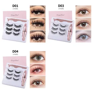 Natural Long Lasting Magnetic Liquid Eyeliner & Magnetic False Eyelashes & Tweezer Set Make up Set - Set8