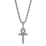Key Solid Cross Vintage Pendant - Silver