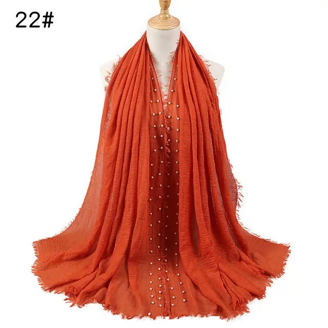 Pure color crumpled cotton and linen scarf 22 Style - Shop at LoveMi