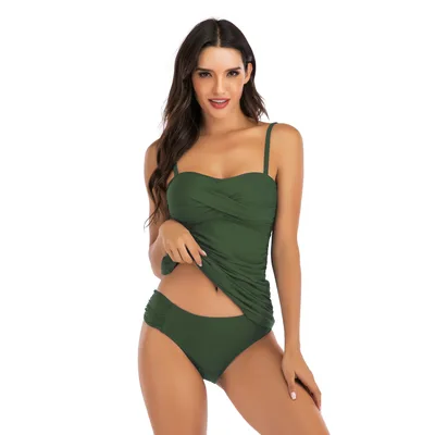 Covered belly split swimsuit ladies conservative Green - Shop at LoveMi