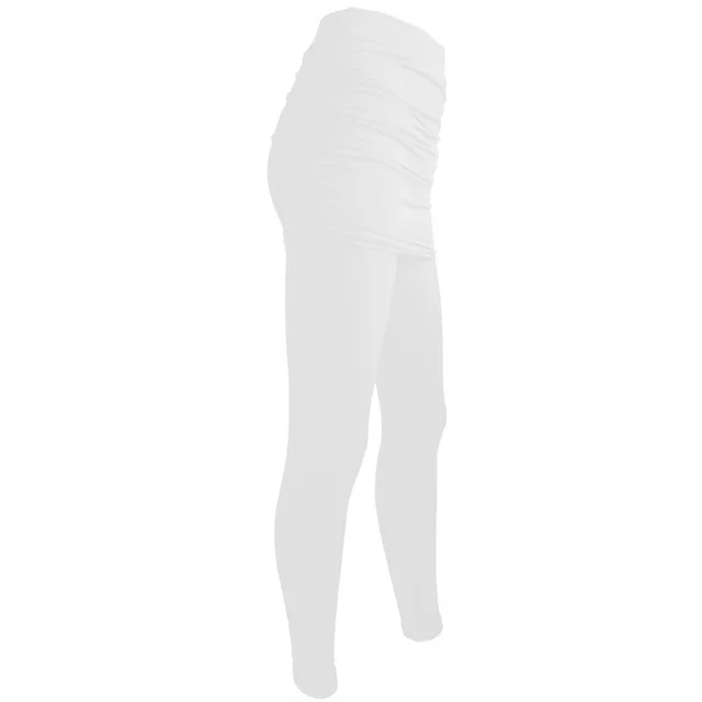 Hip Side Pleated Leggings White - Shop at LoveMi