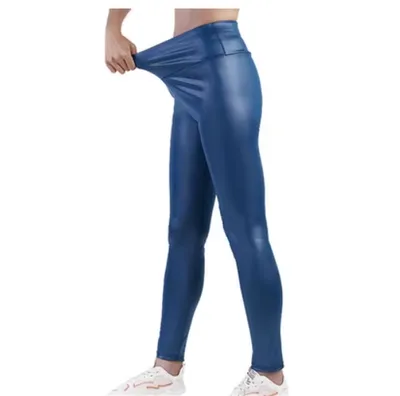 Hot spring and autumn new imitation leather pants stretch Slim leggings slim ladies feet pants Blue Green 3Xl - Shop at LoveMi