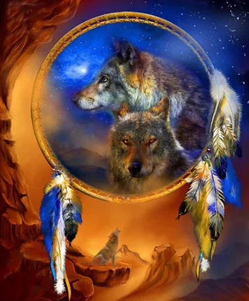 Icon Diamond Embroidery Wolf Dream Catcher 5D Cross Square Drill Diamond Painting DIY Wall Sticker Decoration Paintings - Shop at LoveMi