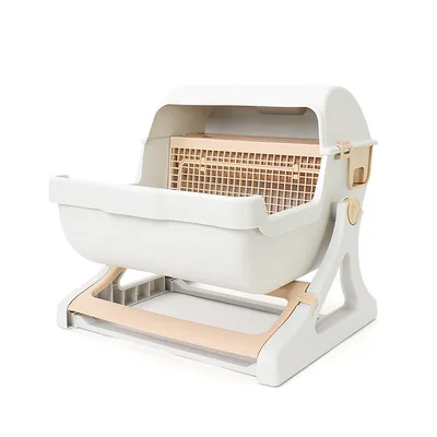 Cat toilet pet toilet semi enclosed litter box Beige - Shop at LoveMi
