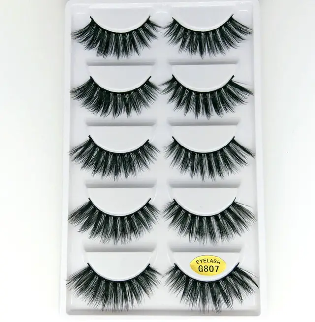3D mink hair false eyelashes G807 (5 Pairs) - Shop at LoveMi