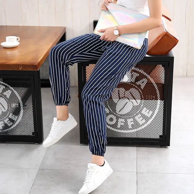 Yoga ethnic style loose lantern female pants Blue Stripes - Shop at LoveMi