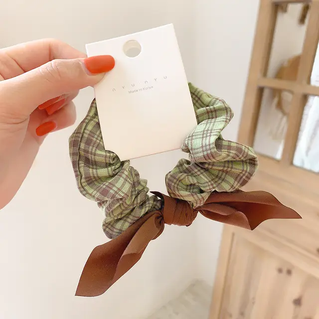 Net Red Simple Bow Knot Hair Rope Rubber Band Female Hair Green - Shop at LoveMi