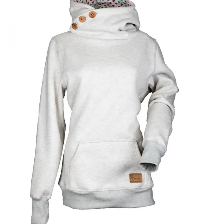 Women's solid color three button pocket sweater Grey - Shop at LoveMi