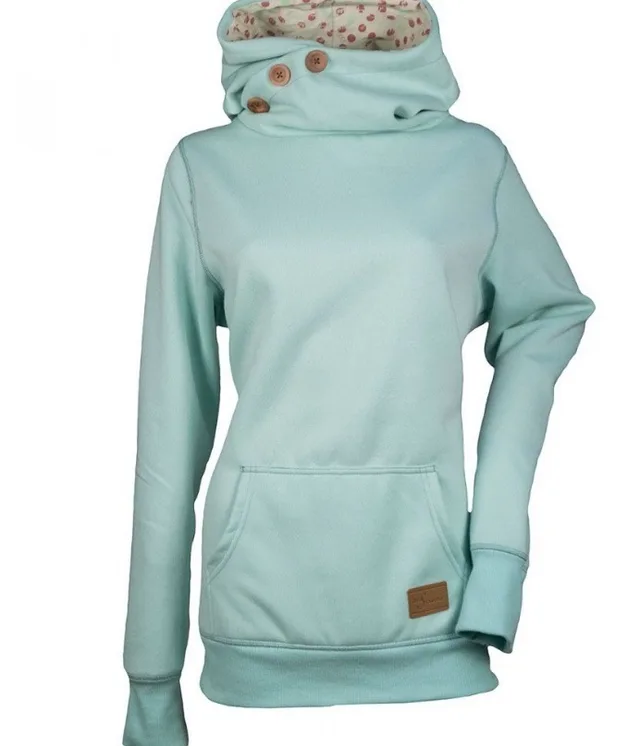 Women's solid color three button pocket sweater Light Blue - Shop at LoveMi