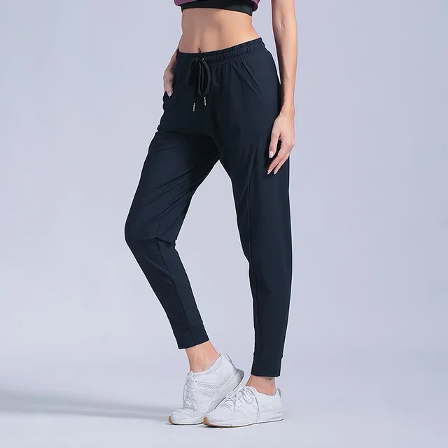 Sweatpants women's loose fitting stretch pants with tied feet gym running pants Black - Shop at LoveMi