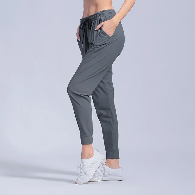 Sweatpants women's loose fitting stretch pants with tied feet gym running pants Grey - Shop at LoveMi