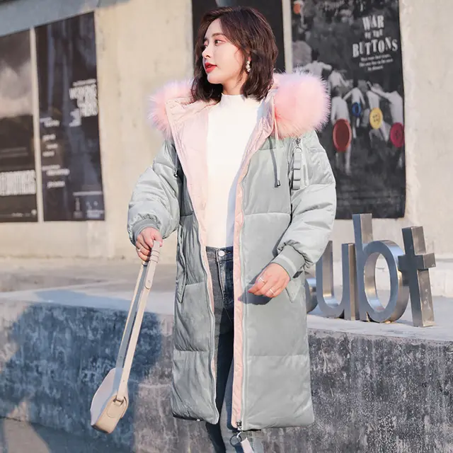 Women's gold velvet thick cotton padded jacket Grey - Shop at LoveMi