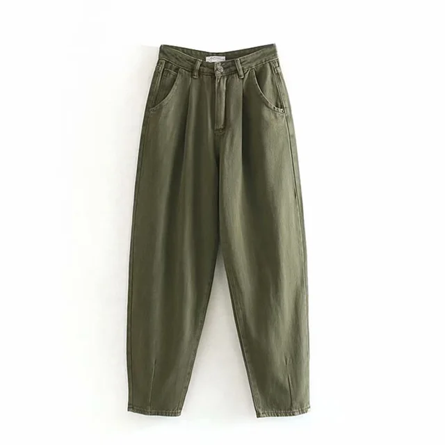 European and American style pleated loose fashion jeans Armygreen - Shop at LoveMi